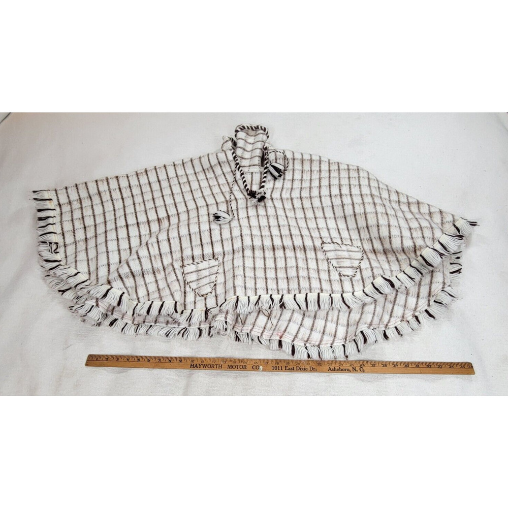 Shawl Womens White Brown Winter Indigenous Striped Cold Fall Art To Wear Hooded